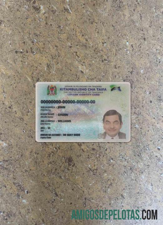 Tanzania ID Version 2 olhar de foto frente exemplo